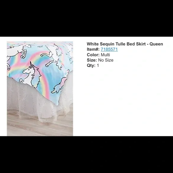Justice Bedding Like New Sparkle Tulle Bed Skirt Size Queen